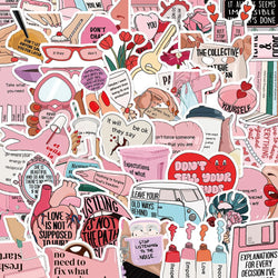 10/50pcs Cute Funny Pink Motivational Phrases Positive Stickers For Laptop Water Bottle Luggage Diary Waterproof Graffiti Decals (Online Order Only)