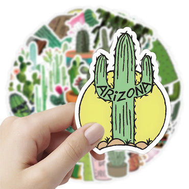 10/53Pcs Cute Plants Cactus Graffiti Stickers Decals for Kids Toys Laptop Phone Luggage Scrapbook Skateboard Creative Sticker (Online Order Only)