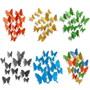 12 Multicolor Butterfly Wall Stickers for Home and Wedding Decor (ONLINE ORDER ONLY)