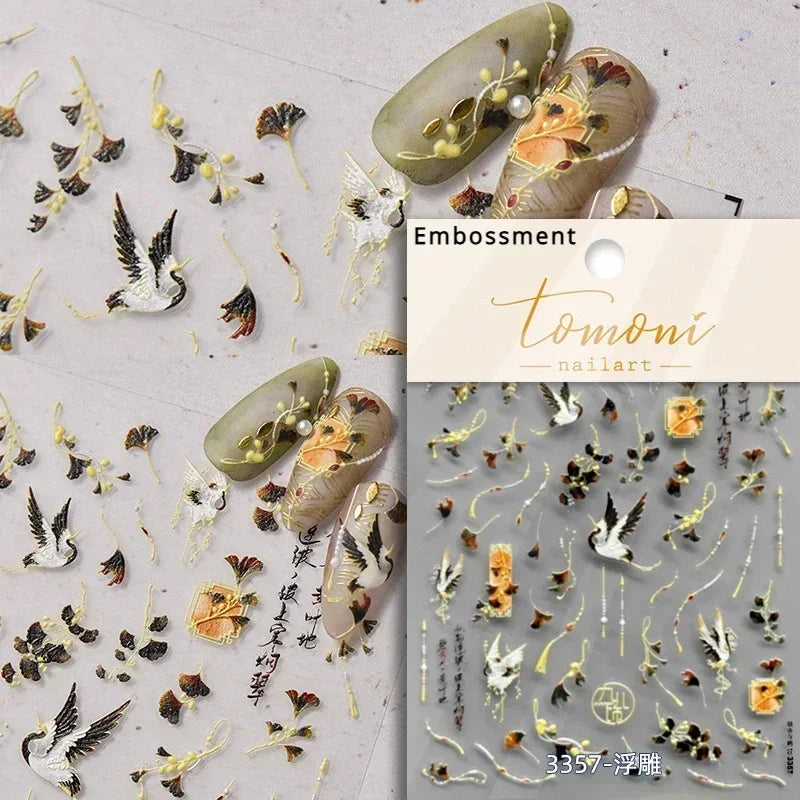 Autumn Fall Sunflower Rabbit Leaves Crane Rose Sun Mountain Hill Produce Good Harvests Cookie Nail Art Sticker Decoration Decals (ONLINE ORDER ONLY)