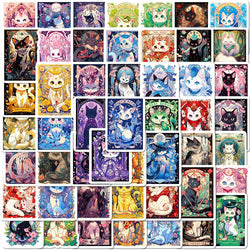 Cute Cat Tarot Stickers - 10/30/50pcs for Laptop, Phone, Luggage, Car, Fridge, Stationery (Online Order Only)