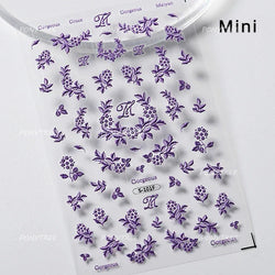 Vibrant and Lively Pullulate Purple Blue Snow Orchid Flower Garden Springtime Adhesive Nail Art Sticker Chic 3D Manicure Decals (Online Order Only)