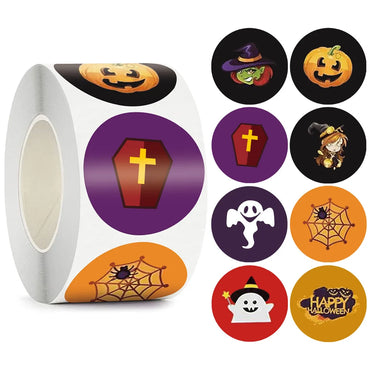 100-500pcs Halloween Pumpkin Ghost Stickers Label Treat or Treat Candy Bags Stickers Halloween Gift Packaging Sealing Decoration (Online Order Only)