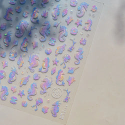 Romantic Mermaid Tail Water Bubbles Seahorse Shell Starfish Coral Pearl Pendant Self Adhesive Nail Art Stickers Manicure Decals (Online Order Only)
