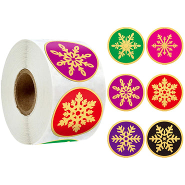 100-500PCS Christmas Snowflake Sticker DIY Baking Sticker Round Adhesive Scrapbooking Christmas stickers (ONLINE ORDER ONLY)