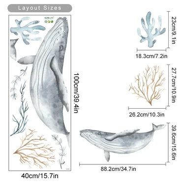 Watercolor Underwater Cartoon Wall Stickers: Octopus, Crab, Seahorse Decor for Nursery & Kids Room (ONLINE ORDER ONLY)