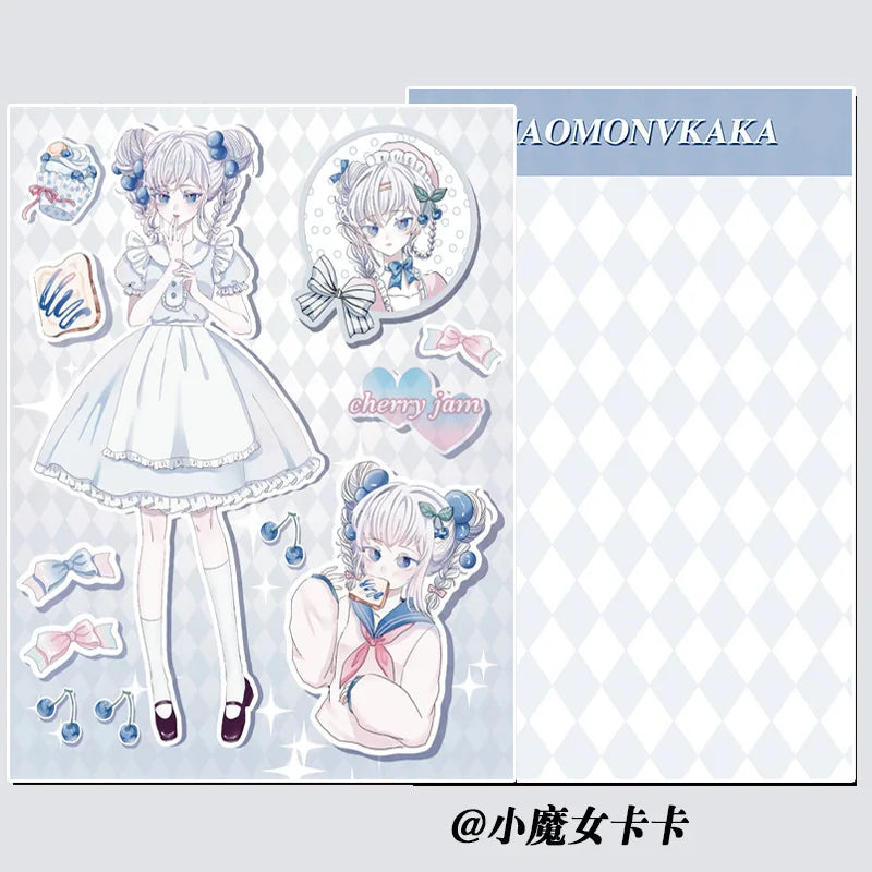 Sweet Cute Skateboard Girl Stickers Diary Scrapbooking DIY Album Decoration Sticker Aesthetic Personalized Kawaii Stationery (Online Order Only)