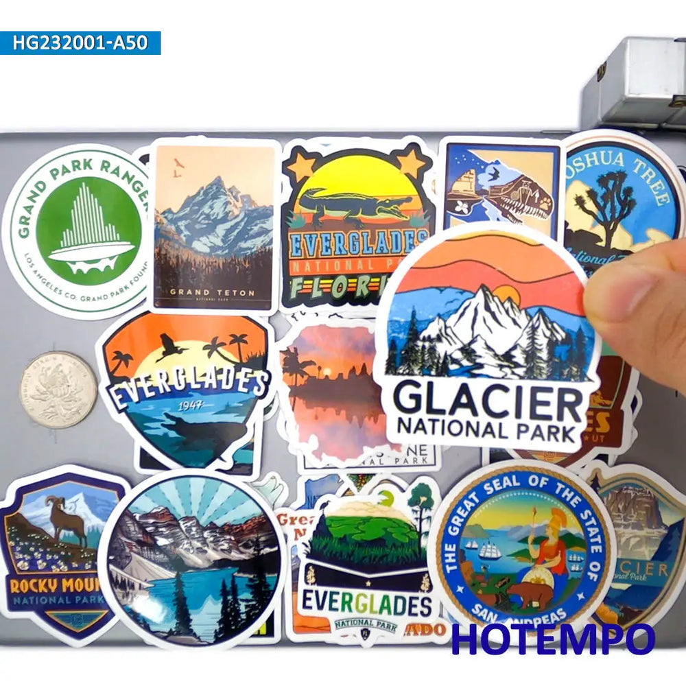 20/30/50Pieces Wilderness Trip Hiking Camping Travel Natural Park Stickers for Motorcycle Car Bike Luggage Phone Laptop Sticker (ONLINE ORDER ONLY)