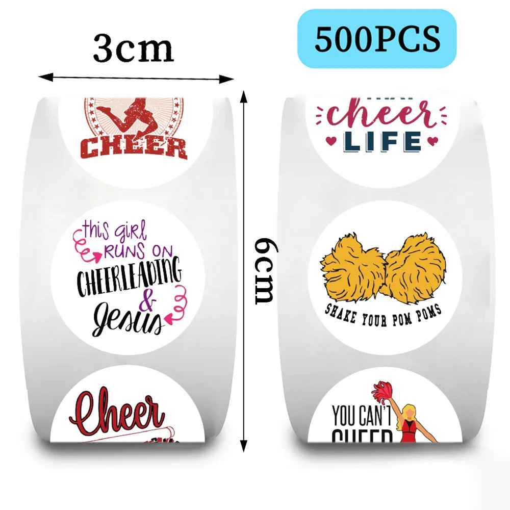 500Pcs/Roll INS Cartoon Sports Cheerleading Team Stickers PVC Stationery Helmet Bike Sticker for Boys Girls Toys Gift Decals (ONLINE ORDER ONLY)