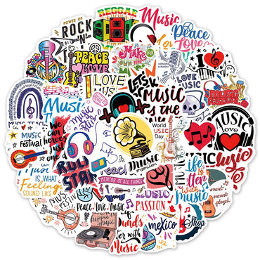 10/30/50PCS Kawaii Rock Stickers Music Retro Band Decal Skateboard Phone Laptop Luggage Bike Notebook Graffiti Sticker Kid Toy (Online Order Only)