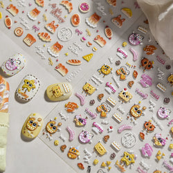 Cute Food Dog Baking Cookies Bread Rabbit Cheese Pudding Croissant Doughnut Adhesive Nail Art Decoration Sticker Manicure Decals (ONLINE ORDER ONLY)