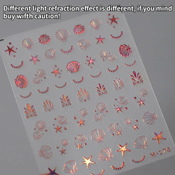 Summer Beach Ocean Shell Starfish Clams Conch Stars Sea Bubble Seasnail Soft Relief Decoration Nail Art Stickers Manicure Decals (ONLINE ORDER ONLY)