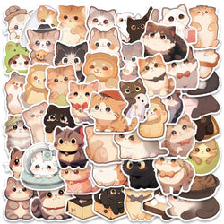 Kawaii Cat Stickers Pack - Cute Cartoon Decals for Laptop, Phone, Suitcase, Guitar, Diary (Online Order Only)