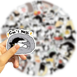 50PCS Cute Cow Cat Stickers Vinyl Waterproof Funny Cats Decals for Water Bottle Laptop Skateboard Scrapbook Luggage Kids Toys (ONLINE ORDER ONLY)
