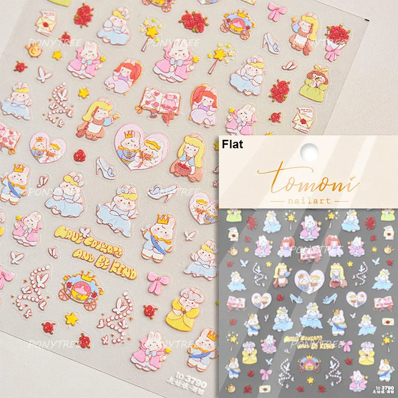 Poker Cards Mr Rabbit Tilted Teacup Bunny Cup Heart Star Block Bow Tie Hot Stamping Adhesive Nail Art Stickers Manicure Decals (ONLINE ORDER ONLY)