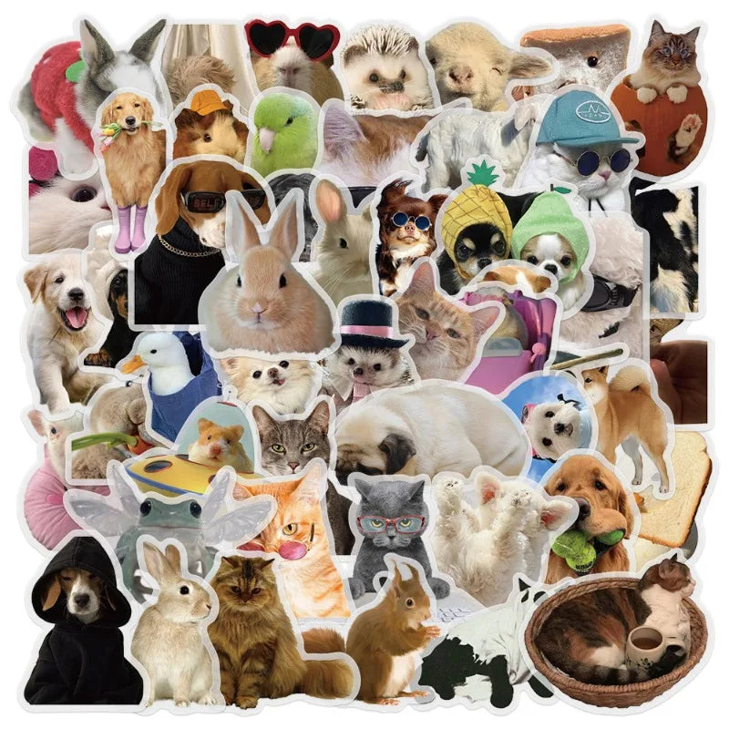 50pcs Cute Animal Graffiti Stickers for Helmet, Wall, DIY Decoration Wholesale (ONLINE ORDER ONLY)