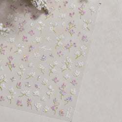 Translucent White White Pink Magnolia Rose Flower Floral Soft Embossed Relief Adhesive Nail Art Stickers Chic 3D Manicure Decals (ONLINE ORDER ONLY)