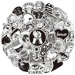 Aesthetic Black Graffiti Stickers for DIY Scrapbooking, Suitcase, Water Bottle, Phone, Laptop, Guitar, Skateboard (10/25/50pcs) (Online Order Only)