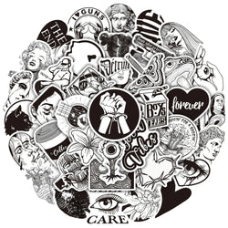 Aesthetic Black Graffiti Stickers for DIY Scrapbooking, Suitcase, Water Bottle, Phone, Laptop, Guitar, Skateboard (10/25/50pcs) (Online Order Only)