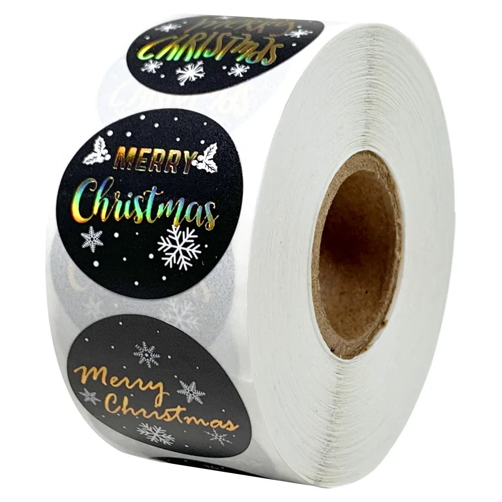 100-500Pcs Round Merry Christmas Stickers Seal Labels 1inch Golden Word Label For Christmas Gift Decorate Sticker (Online Order Only)