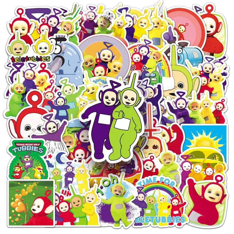 50pcs Teletubbies Stickers for Laptop, Phone, Scooter, Suitcase, Water Bottle, Stationery, Refrigerator (Online Order Only)