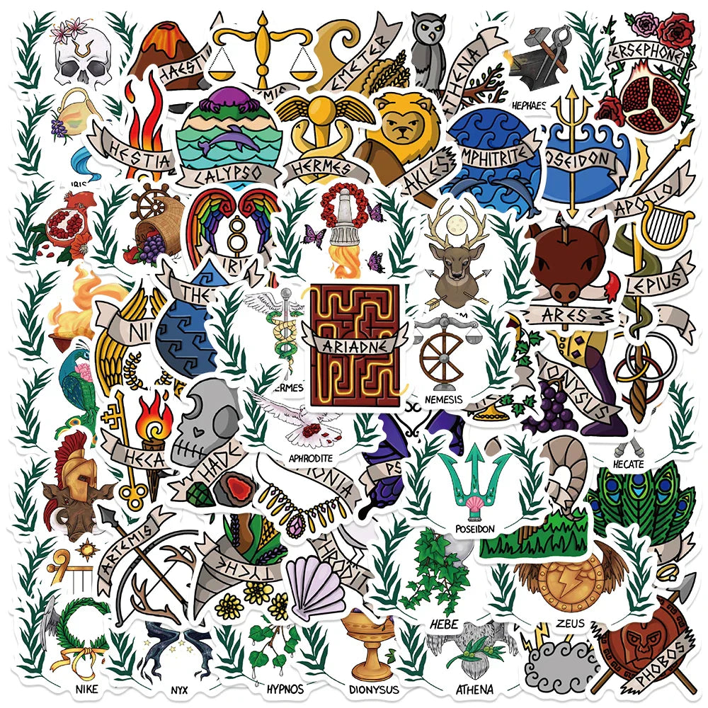 55PCS Greek Mythology God Stickers Waterproof Decals for Laptop, Car, Fridge, Kids Gift (Online Order Only)