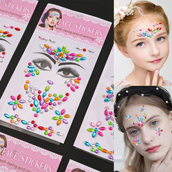 12Pcs 3D Stickers On The Face Rhinestone Makeup Bright Face Art Sticker Girl's Temporary Tattoo Rhinestone For Strasse Makeup &* (Online Order Only)