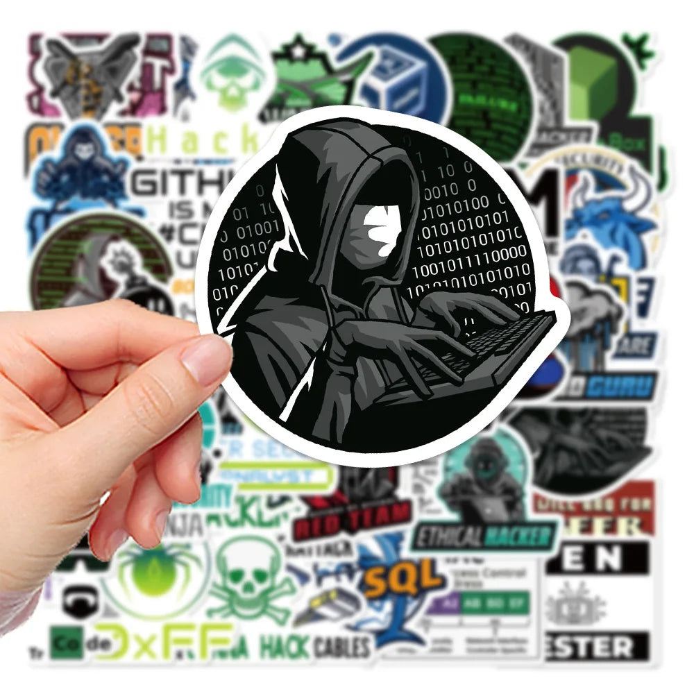 10/50PCS Cool Hacker Programming Network Stickers for Luggage Computer Skateboard Laptop Motorcycle Toys Helmet Car Sticker (ONLINE ORDER ONLY)