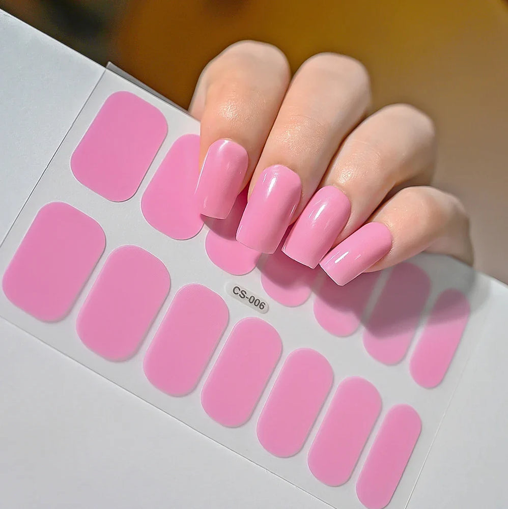 14Tips Solid Color Stickers Nail Art Supplies European & American Simple Decals Oil Film Decals Press on Nails Stickers Designer (ONLINE ORDER ONLY)