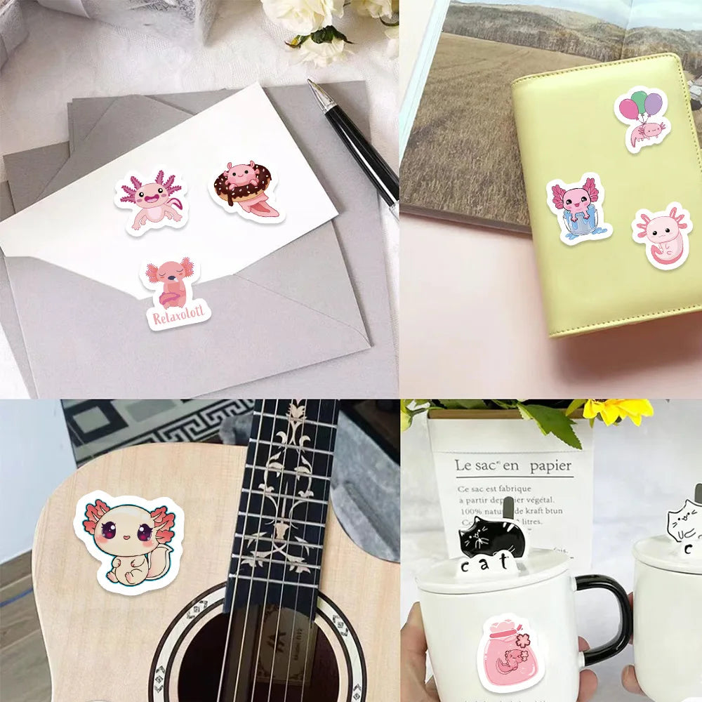 500pcs/roll Cute Axolotl Cartoon Graffiti Stickers DIY Phone Guitar Laptop Notebook Suitcase Waterproof Sticker Kids Toy (ONLINE ORDER ONLY)