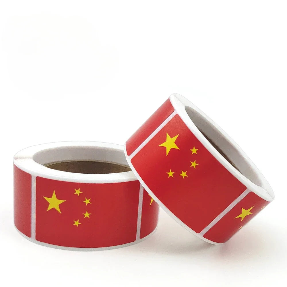 200/500pcs Chinese Flag Stickers Red Rectangle Labels for Decoration (Online Order Only)
