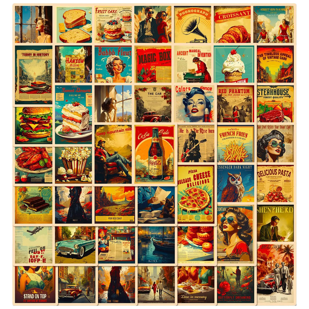 Retro Movie Poster Cartoon Stickers for Phone Laptop Luggage Skateboard Decals Gift (ONLINE ORDER ONLY)