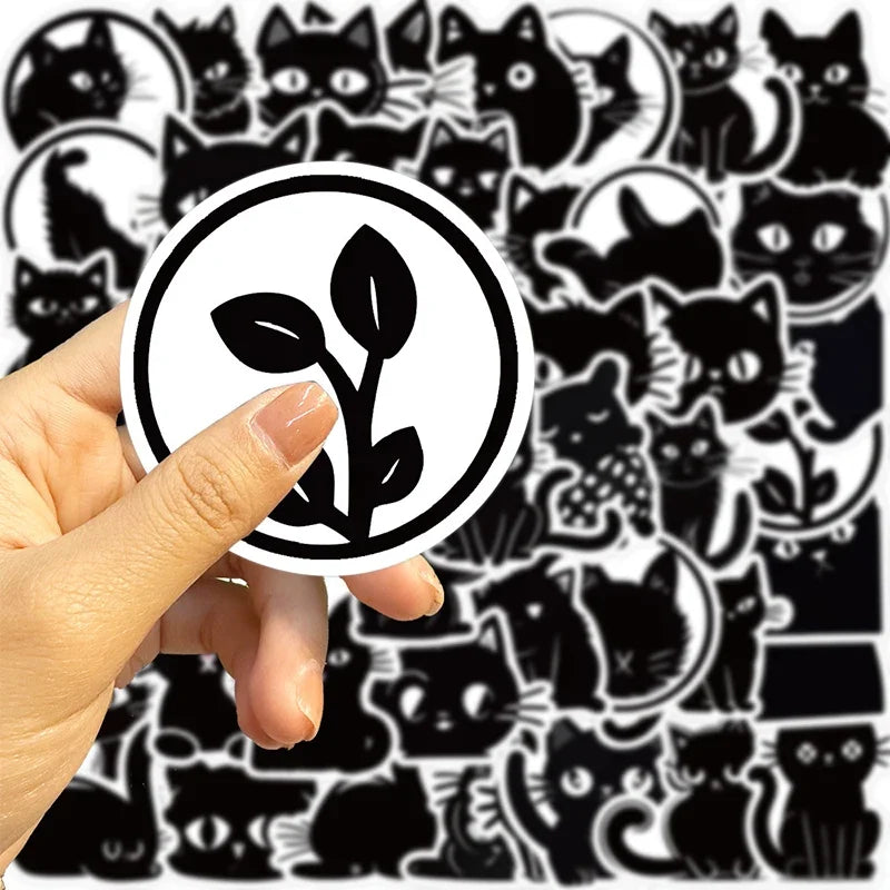 10/30/50PCS Kawaii Black Cat PVC Sticker Aesthetic Children's Decoration Scrapbooking for Kids Korean Stationery School Supplies (ONLINE ORDER ONLY)