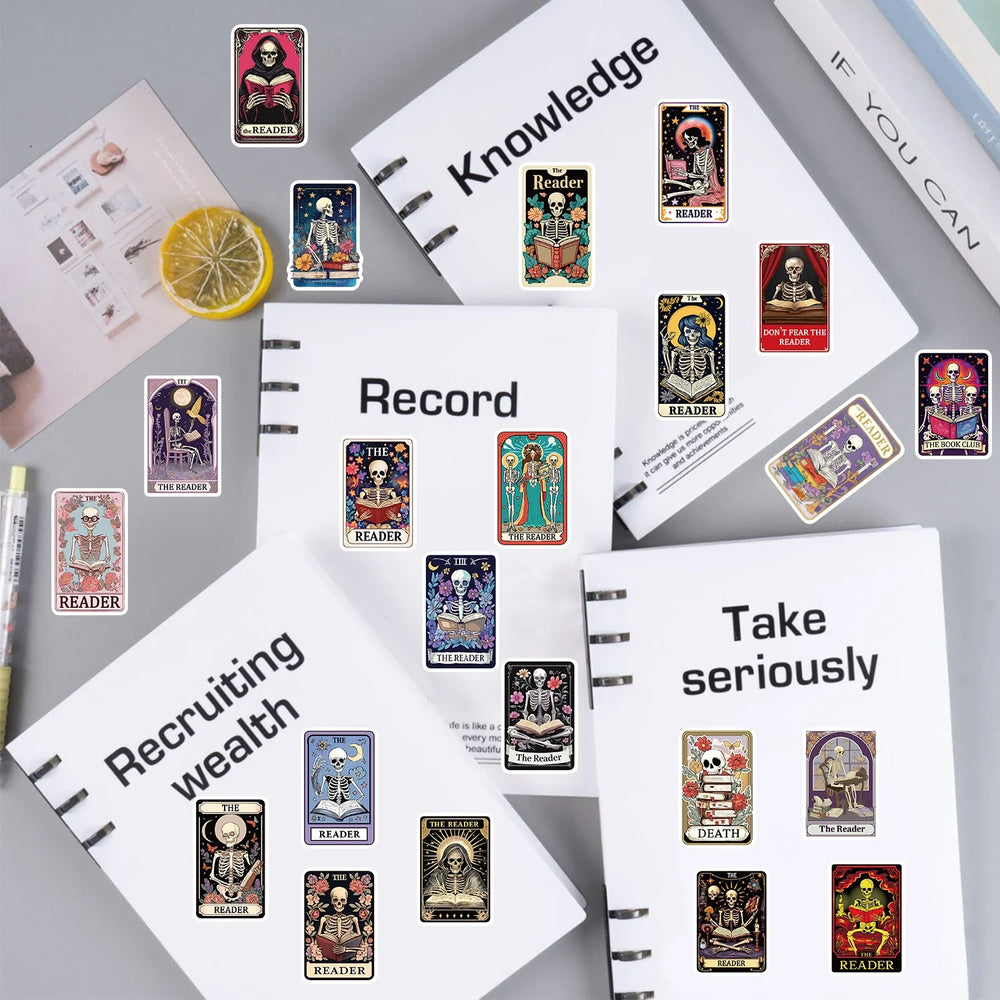 50PCS Creative The Reader Dusty Tarot Card Stickers Phone Cases Laptop DIY Personalized Waterproof Stickers Decorative (ONLINE ORDER ONLY)