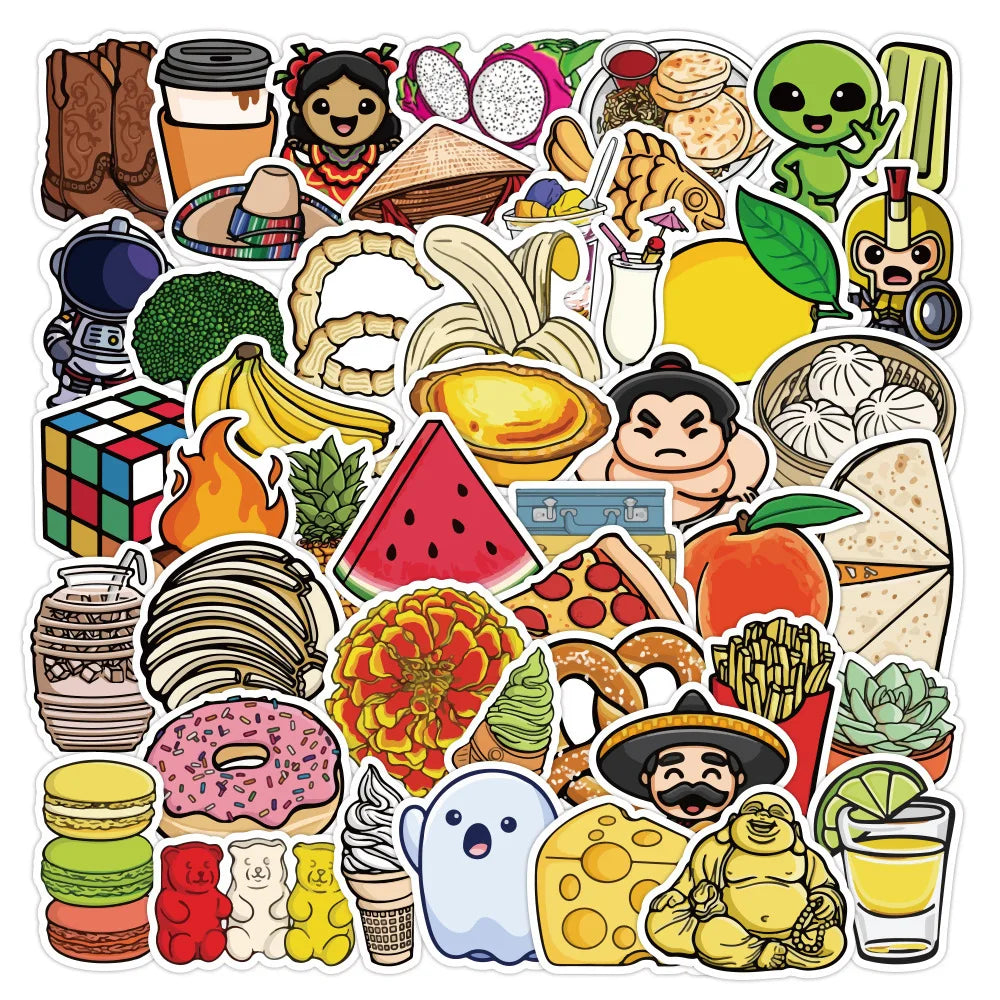 50pcs Cute Cartoon Animal Stickers for Laptop, Phone, Kids Toys, Scooter, Trolley Case (ONLINE ORDER ONLY)