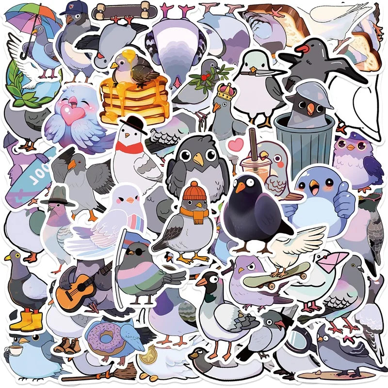 10/30/50PCS Kawaii Pigeon PVC Sticker Aesthetic Chidlren's Korean Stationery Decoration Scrapbooking School Supplies for Kids (ONLINE ORDER ONLY)