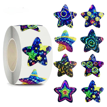 100-500pcs Laser Gold Foil Self-adhesive Star Stickers Reward Chart Decorative Toy Gifts Sticker Labels 1 Inch (ONLINE ORDER ONLY)