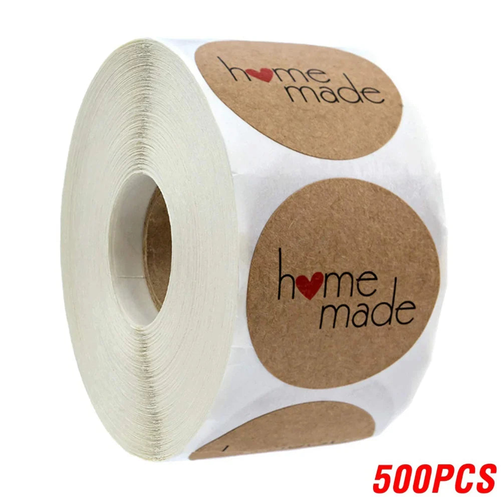 100-500pcs Round Natural Kraft Handmade Stickers Scrapbooking For Package Adhesive Thank You Sticker Seal Labels Stationery (ONLINE ORDER ONLY)