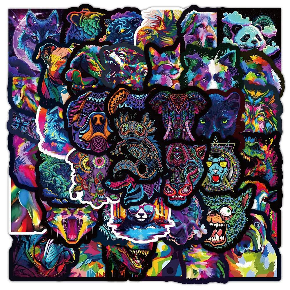 Psychedelic Animal Stickers for Phone Laptop Skateboard Helmet (Online Order Only)