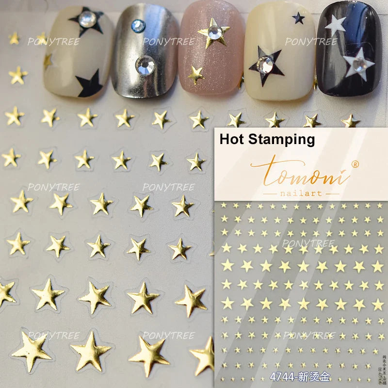 Colorful Starry Light Starburst Love Heart Halo Dyeing Soft Reliefs Self Adhesive Nail Art Decoration Stickers Manicure Decals (ONLINE ORDER ONLY)