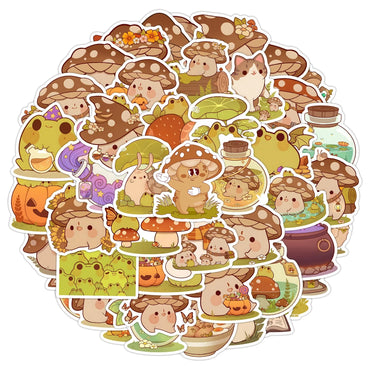 10/30/50PCS Frog Cartoon Stickers Mushroom Graffiti Decals Cute Style Sticker Laptop Phone Guitar Car Bike Skateboard Kids Toys (ONLINE ORDER ONLY)