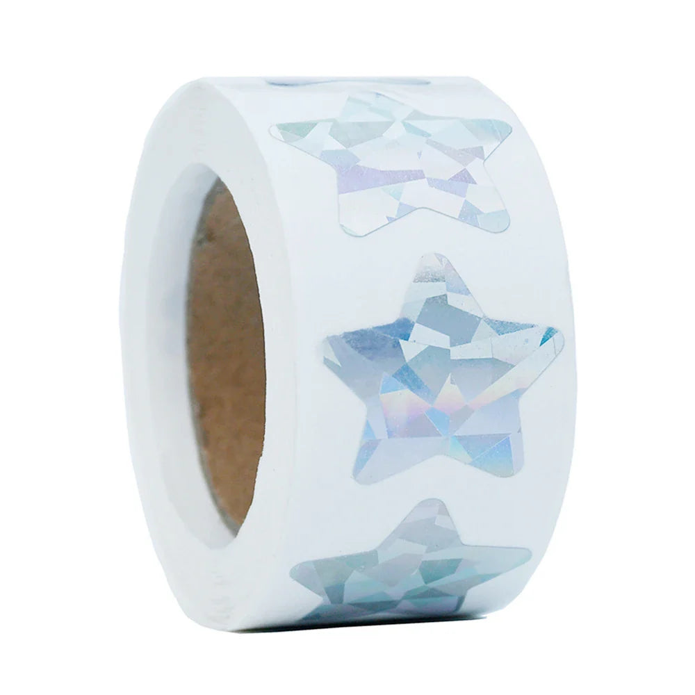 500pcs/roll Holographic Color Star Stickers for Wall Crafts Classroom Teachers Supplies for Kids Reward Foil Star Label Stickers (ONLINE ORDER ONLY)