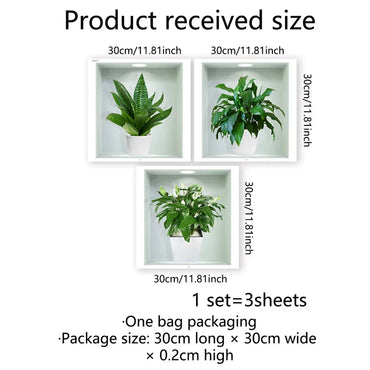 3D Potted Plants Wall Stickers for Children Room Decor Kids Room Living Room Bedroom Bathroom Home Decoration Art Wall Decals (Online Order Only)