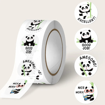 100-500Pcs 2.5cm Cute Animal Panda Label Stickers Roll for Envelope encourage Praise Reward Student Work Stationery Seal Lable (ONLINE ORDER ONLY)