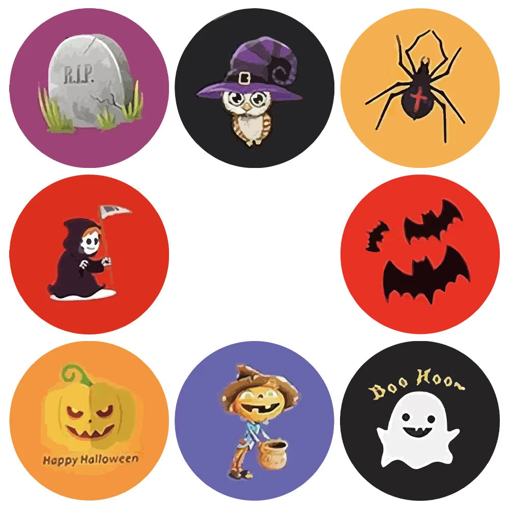 100-500pcs Halloween Pumpkin Ghost Stickers Label Treat or Treat Candy Bags Stickers Halloween Gift Packaging Sealing Decoration (Online Order Only)