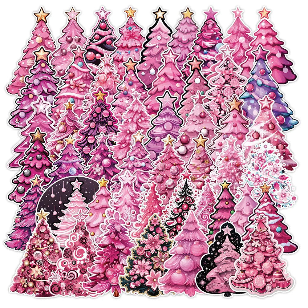 Kawaii Pink Christmas Tree Stickers Decals for Laptop Phone Diary Suitcase (ONLINE ORDER ONLY)