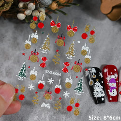 Cute Deer Christmas Nail Stickers 5D Embossed Elk Star Gingerbread Man Snowflake Santa Claus Holly DIY Winter Engraved Manicure* (ONLINE ORDER ONLY)