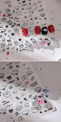 Dog Rabbit Line Bunny Footprint Bowknot Heart Cake Strawberry Flowers Bone Graffiti Adhesive Nail Art Stickers Manicure Decals (ONLINE ORDER ONLY)