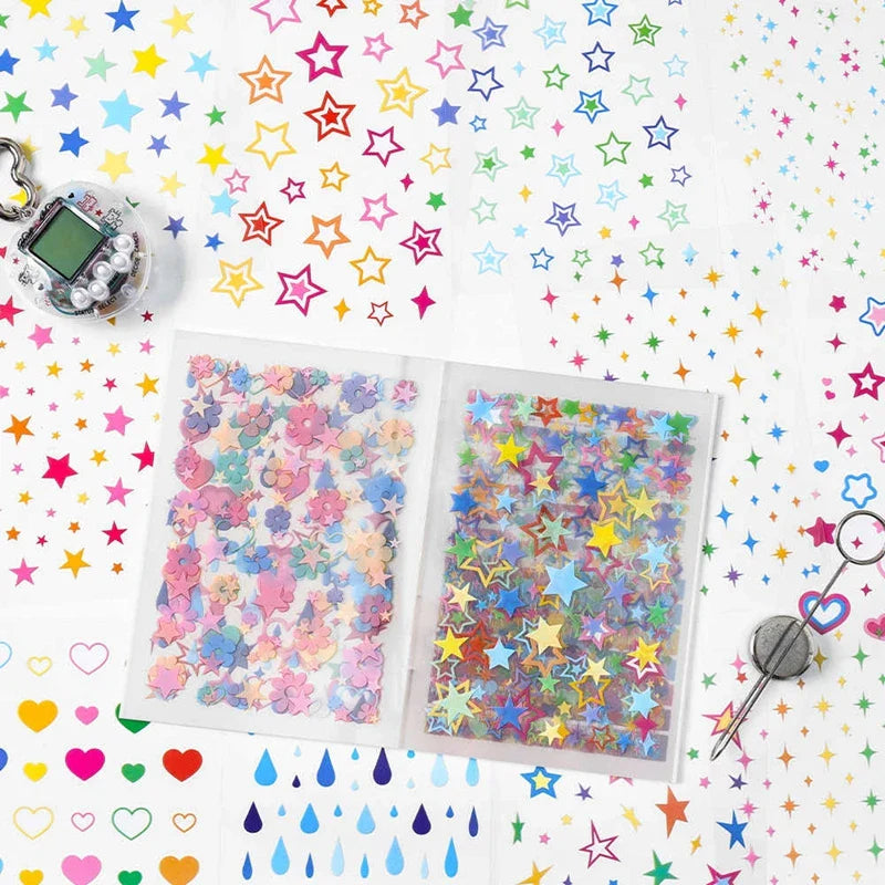 20Pages/piece Korean Ins Starlight Dot Series Decorative Stickers Phone Case Laptop DIY Idol Photocard Kawaii Journal Sticker (Online Order Only)