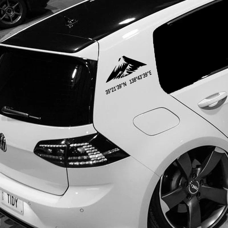 MOUNT FUJI Stickers with its longitude and latitude decal,creative&fashion with high quality for car trucks motorcycles &laptops (ONLINE ORDER ONLY)